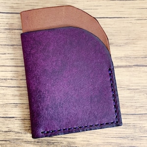 Tarjetero de piel de Pueblo / Billetera fina hecha a mano / Regalo para el día del padre / Tercer aniversario de bodas / Tarjetero para hombre / Billetera para mujer