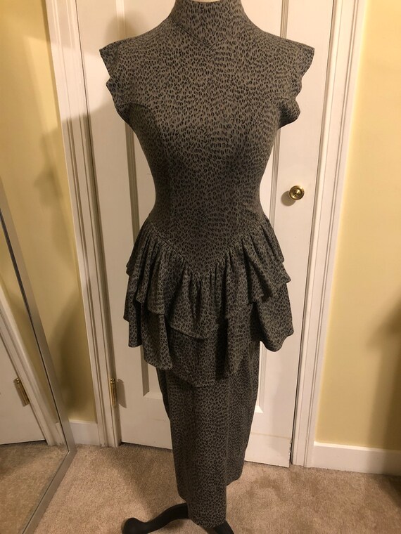 Vintage 1980’s Green Peplum Dress
