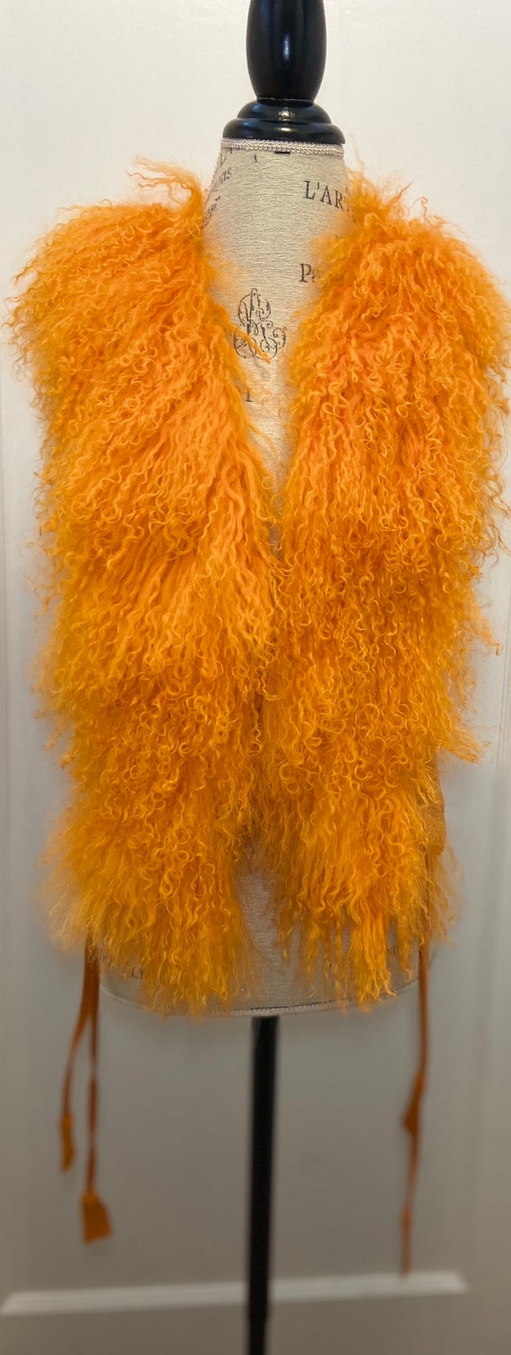 Jayley Collection Mongolian Lambswool Fur Orange V