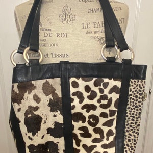 Cache Sac seau en cuir véritable à imprimé animalier