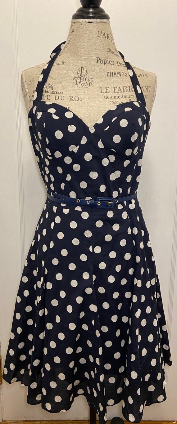 Vintage Betsey Johnson Navy and White Polka Dot Dress Size 10 Etsy