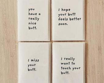 I love your butt. minimalist greeting card bundle set of 4 for people that you really like:)