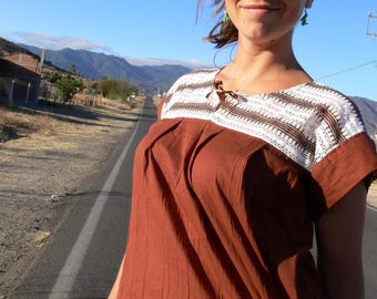 ブラウス TACUBAYA M メキシコ風ブラウス マヤ ウイピル エスニックファッション