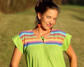 Bluse TACUBAYA  M  mexikanische Bluse Maya Huipil Ethnomode