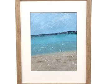 Beach Landscape Wall Art Painting Original 8 x 10 Paper Abstract Minimalist Acrylic Beach Landscape Painting Wall Decor Fits 11 x 14 Frame