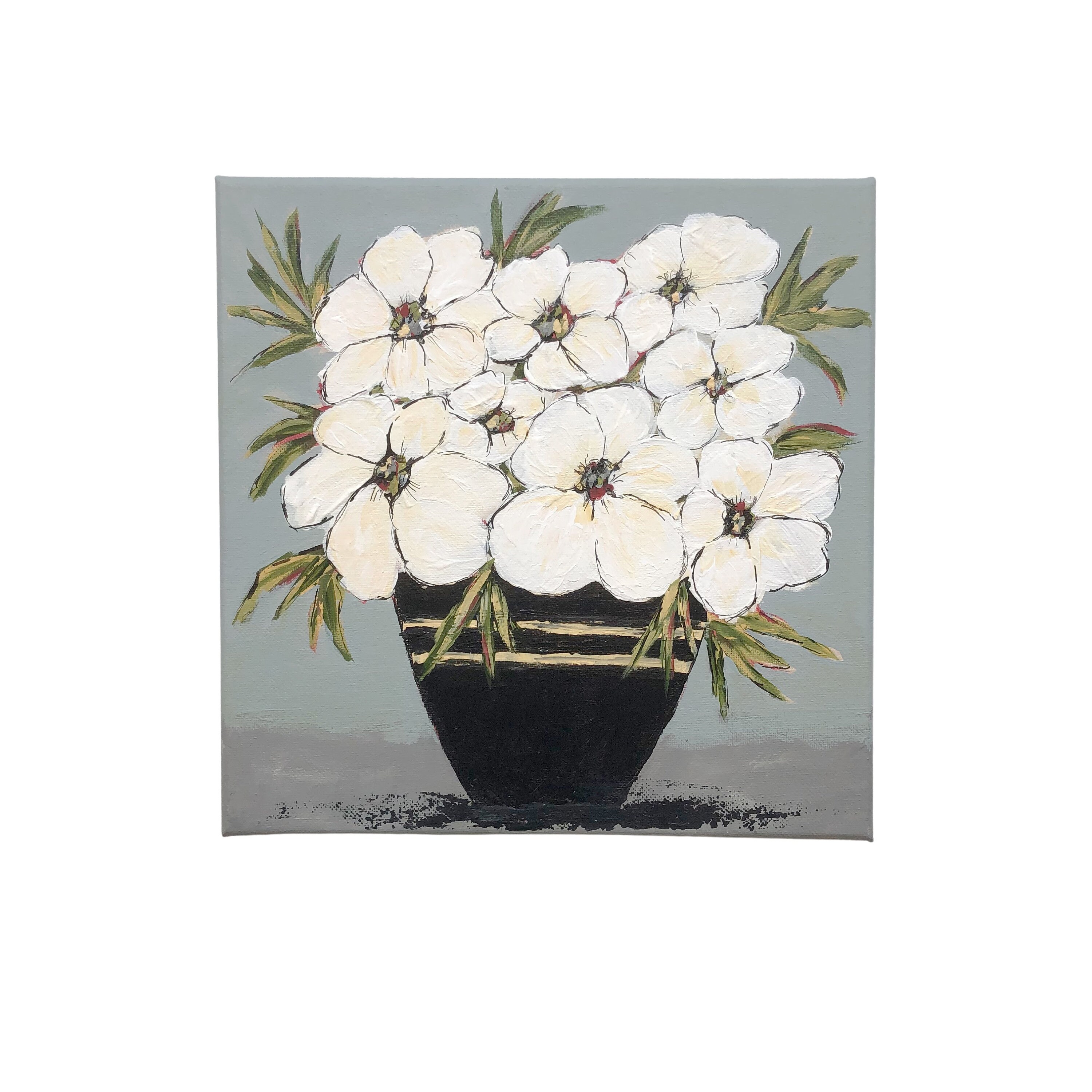 Flower Painting Original Floral Art White Flowers Art 10 X 10 - Etsy