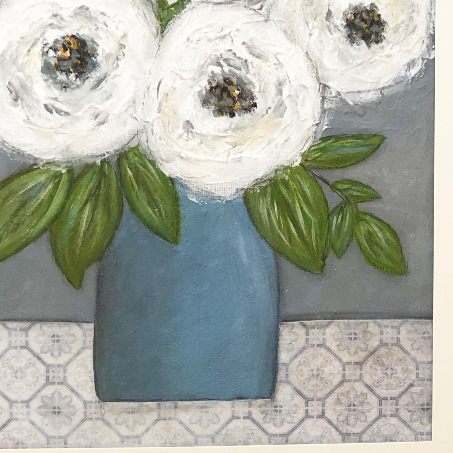 White Rose Painting Abstract Art Original Floral Art 11 x 14 Etsy