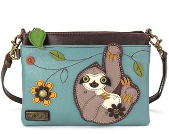 InterestPrint Cute Baby Sloth Work Business Satchel Crossbody for Travel Flowers and Leaves Saddle Bag 