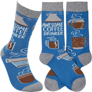 Awesome Coffee Drinker Socks | Coffee Accessory | Soft, Comfortable Socks | Gift | Fun Dress Socks | Funny Work Socks | Stocking Stuffer