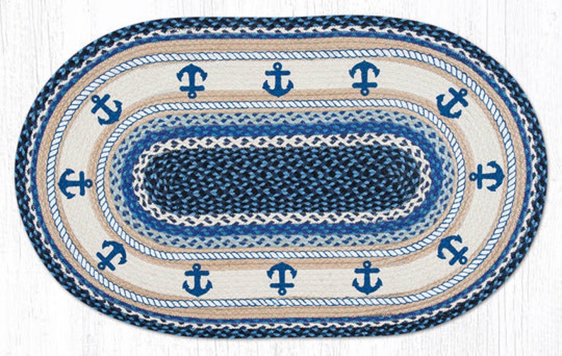 Anchor Braided Rug Nautical Entryway Rug Doormat Beach Etsy