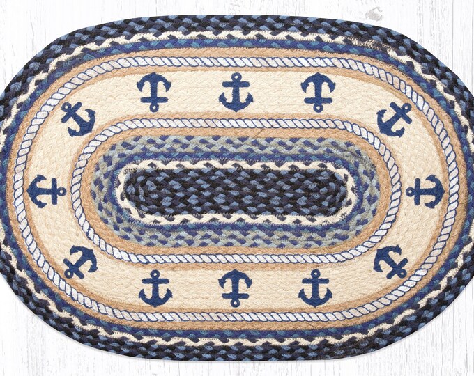Anchor Braided Rug Nautical Entryway Rug Doormat Beach Etsy