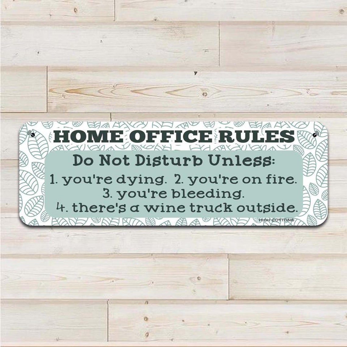 Home Office Rules Sign Metal Wall Sign Wine Sign Funny Etsy