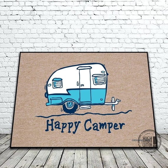 Vibrant and Durable Happy Camper Welcome Mat / Doormat / 