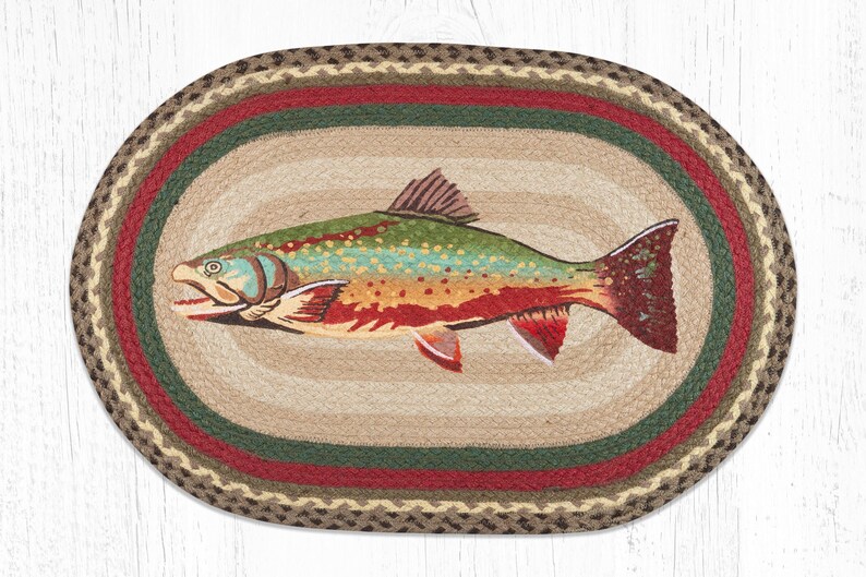 Trout Fish Jute Rug Entryway Rug Kitchen Laundry Mudroom Etsy
