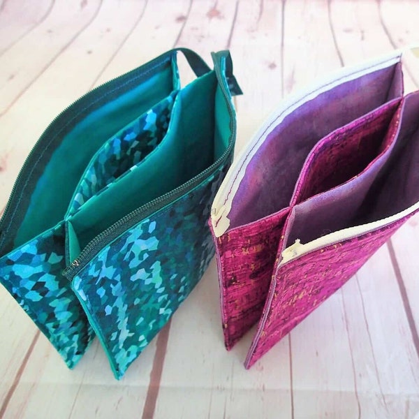 Elmore Zipper Pouch, easy zipper bags pdf sewing pattern for beginners