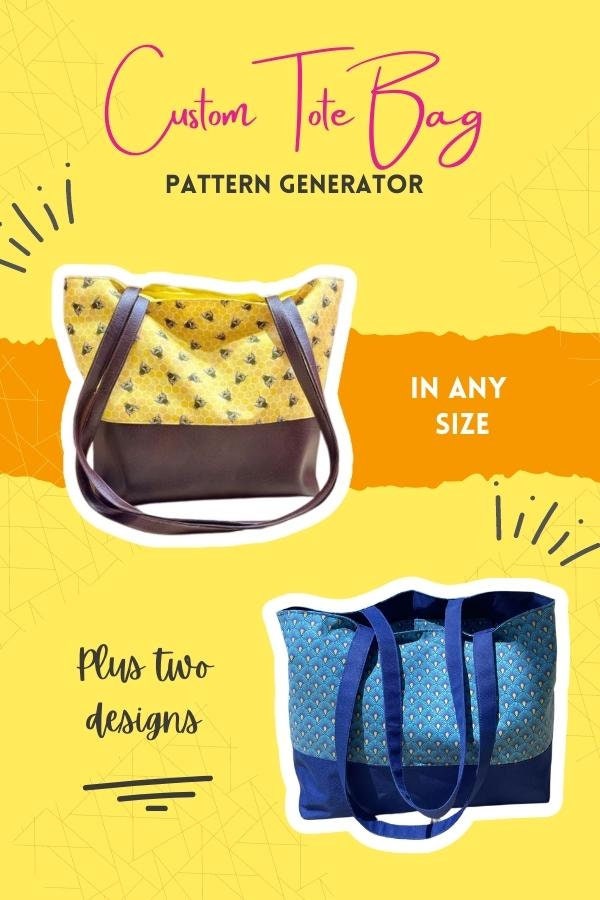 Custom Tote Bag Sewing Pattern Generator 2 Styles and ANY - Etsy Australia