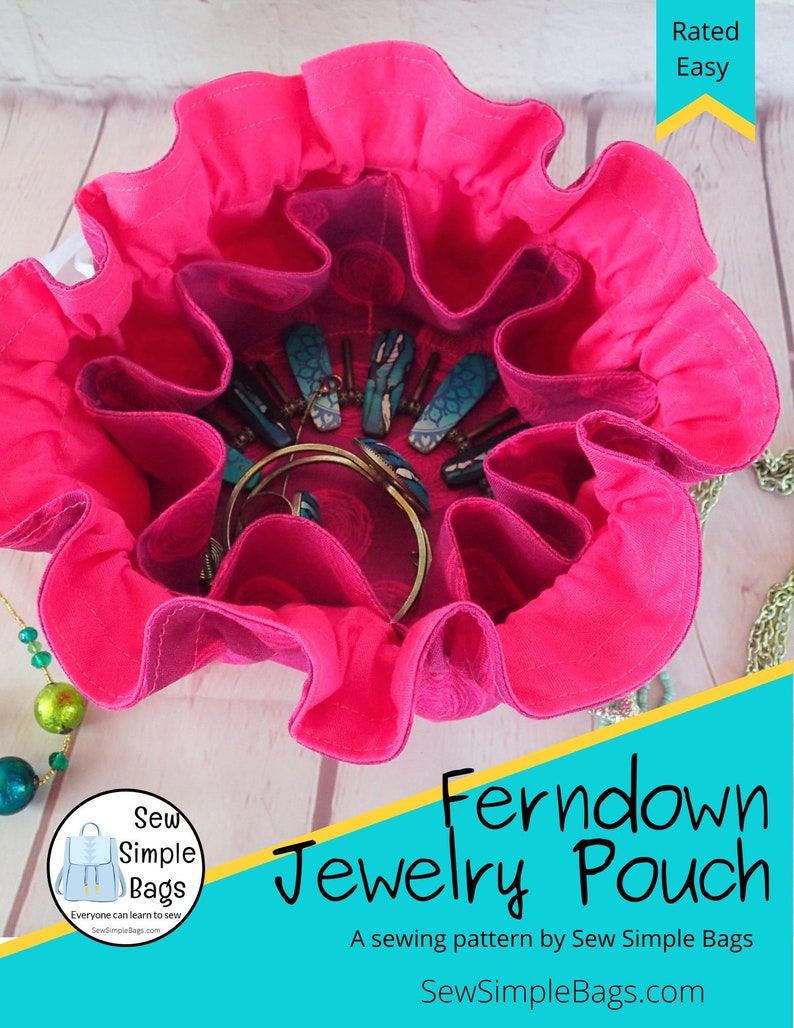 Ferndown Jewelry Pouch sewing pattern, drawstring bag to sew PDF image 4