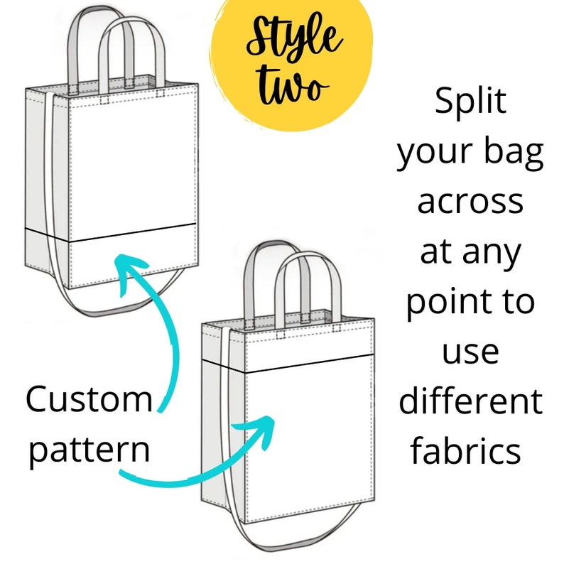 Custom Tote Bag Sewing Pattern Generator 2 Styles and ANY Etsy