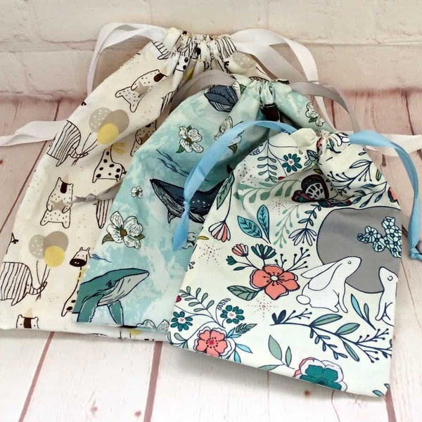 Dorset Easy Drawstring Bags PDF sewing pattern for beginners in three sizes