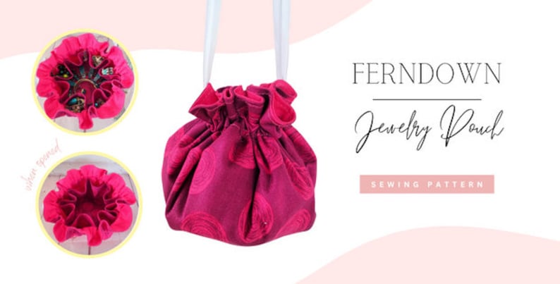 Ferndown Jewelry Pouch sewing pattern, drawstring bag to sew PDF image 9