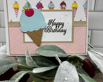 Ice cream Happy Birthday Card kit  (4 A2 cards)