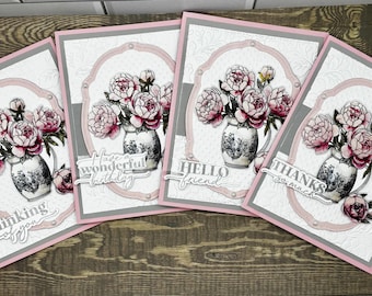 Vase of Peonies Card Kit  (4 A2 cards)