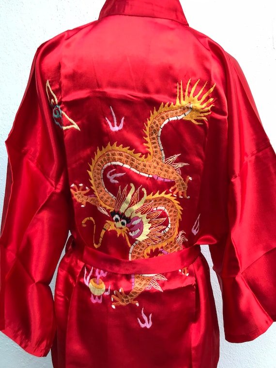 Dead stock vintage silk Chinese dressing gown silk