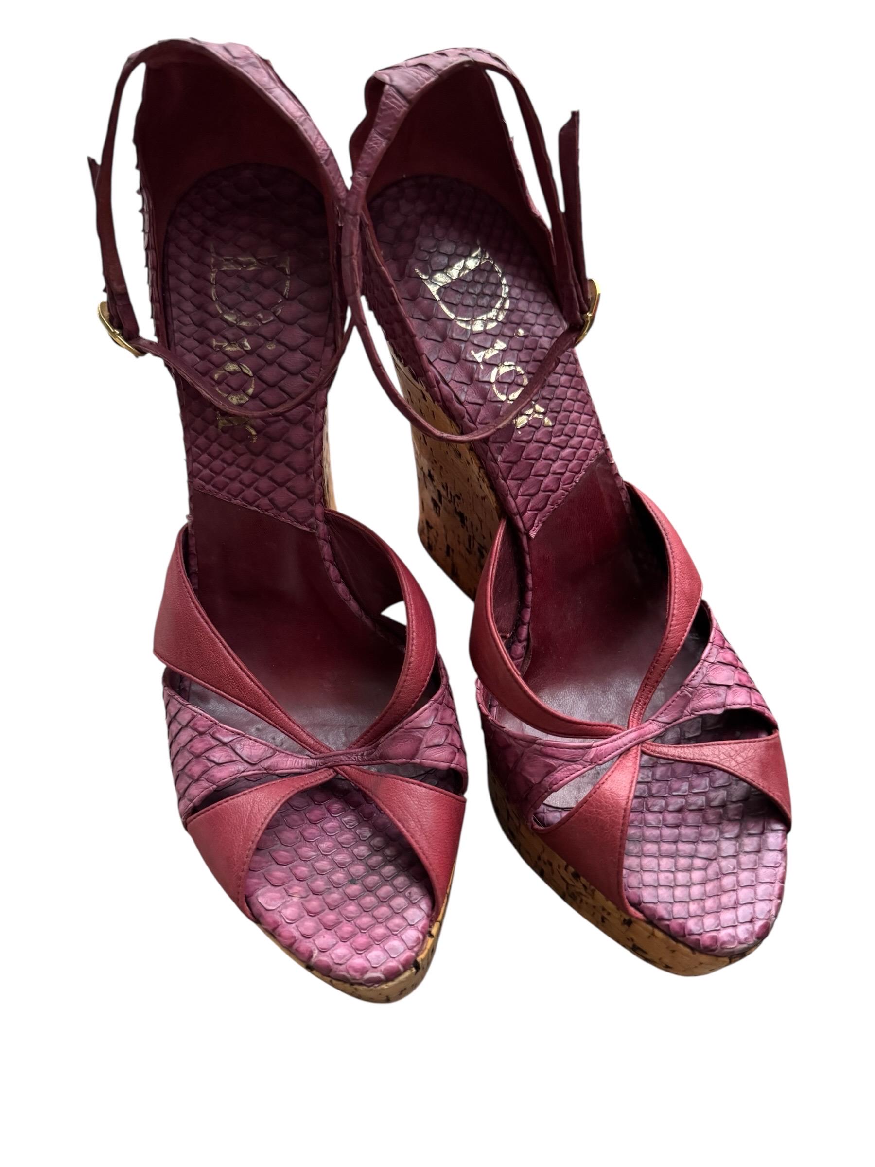 Christian Dior ~ Red Patent Leather Platform Espadrille Wedge Sandals (Size 38) Mason Natural/Red Platform Espadrille | Footwear main image 4