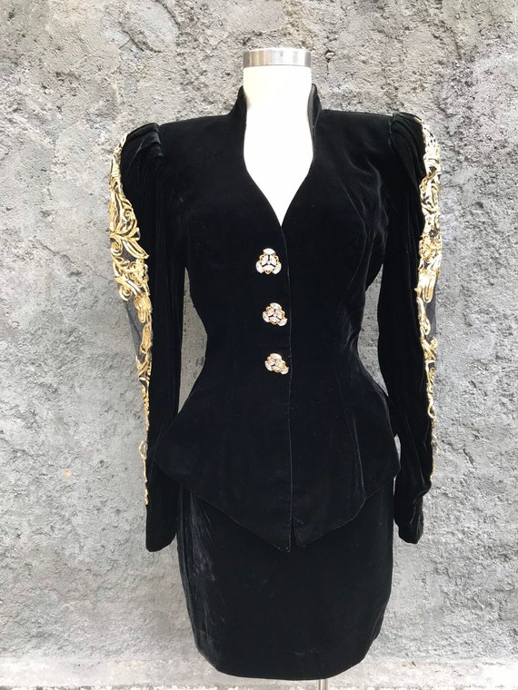 80s velvet suit, vintage Lillie Rubin suit, 80s Li