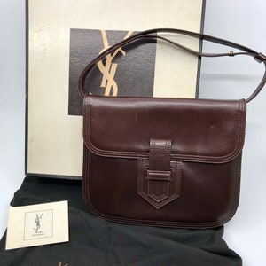 Vintage Yves Saint Laurent two way brown leather bag with adjustable strap