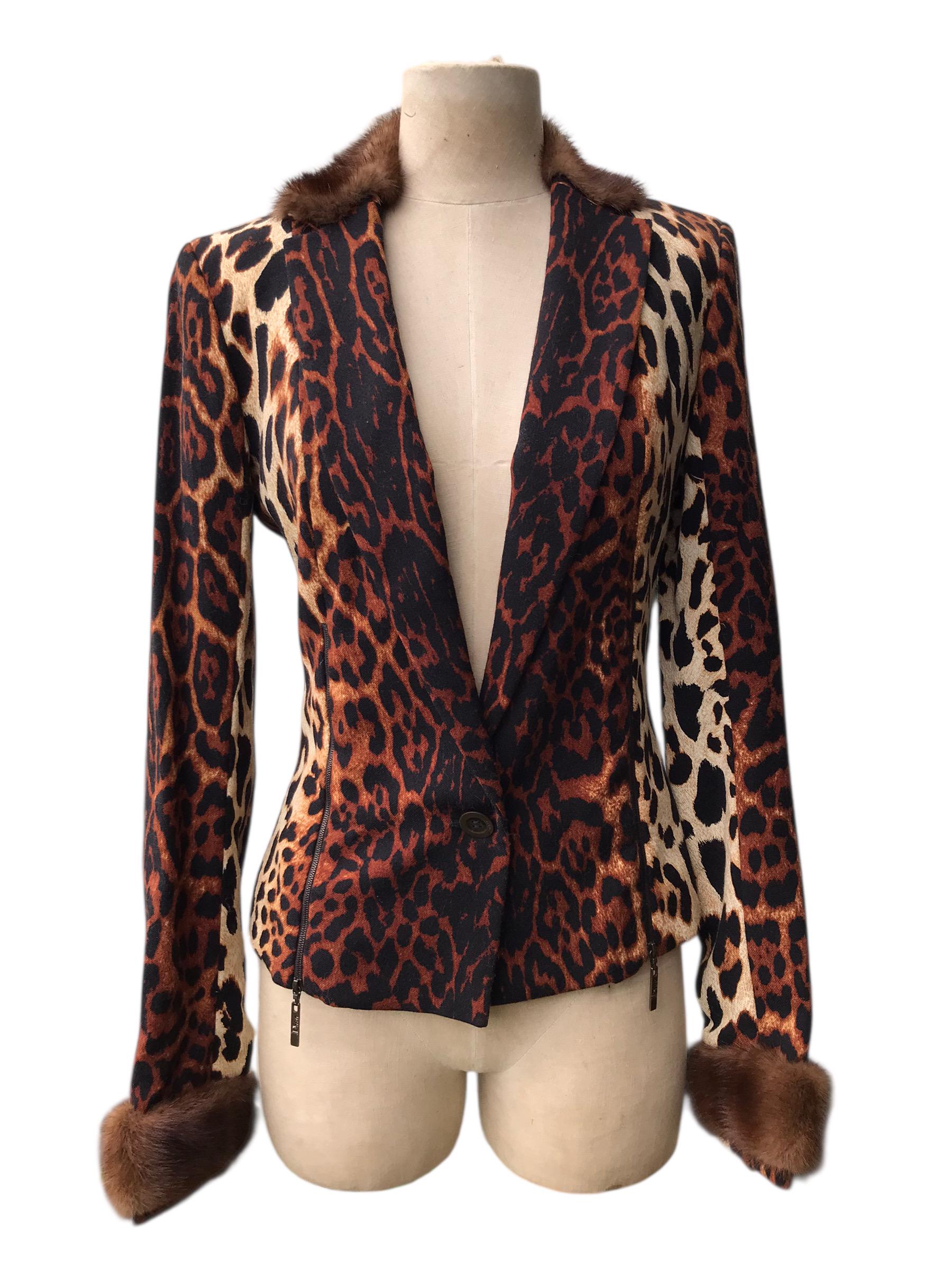 Dior ディオール ガリアーノレオパード 豹柄クロップドジャケット y2kレア Rare Vintage Christian Dior Boutique John Galliano Wool Fur