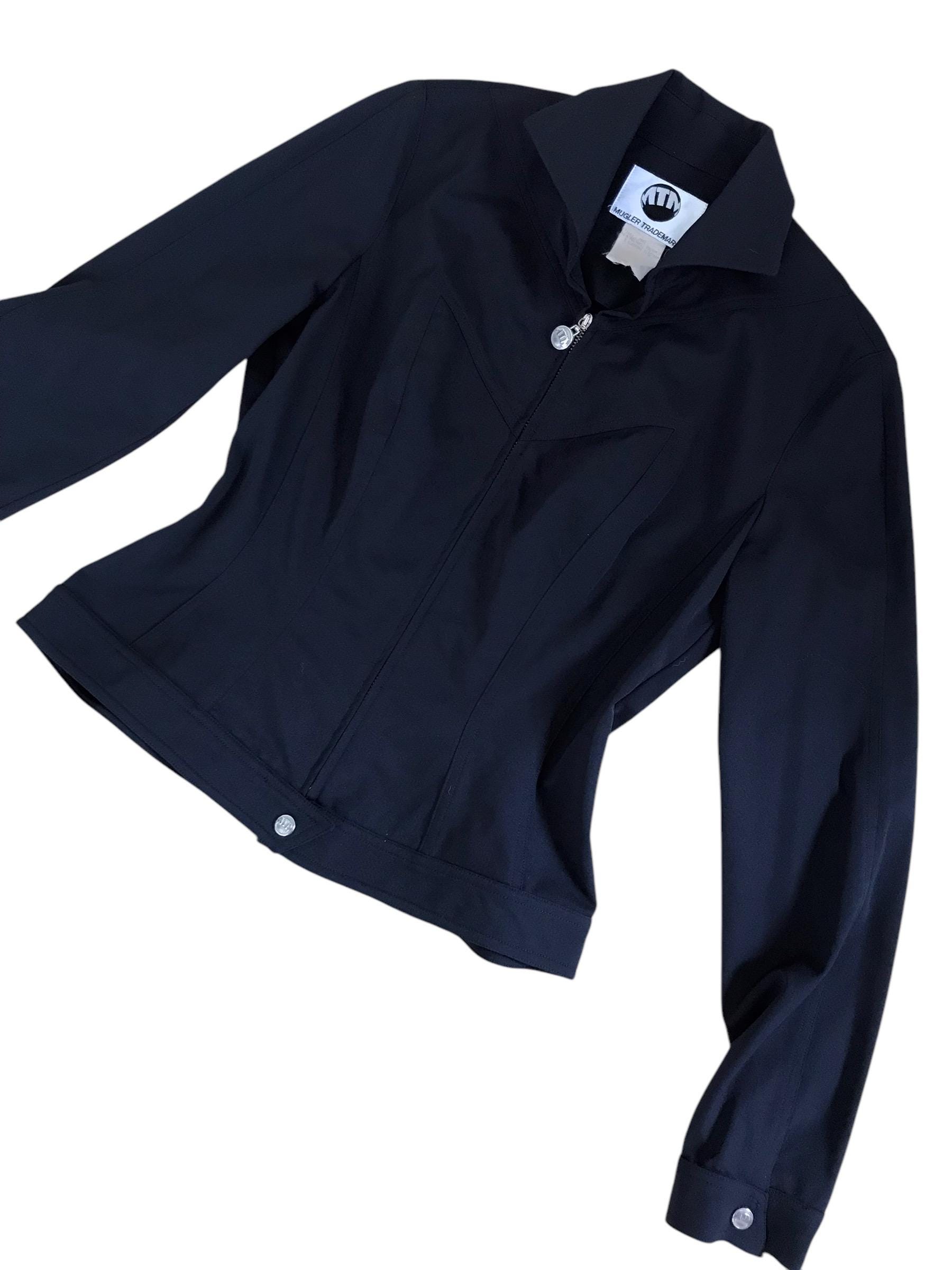 VTG MUGLER TRADEMARK Thierry Mugler Jacket Panelled Zip up Waisted