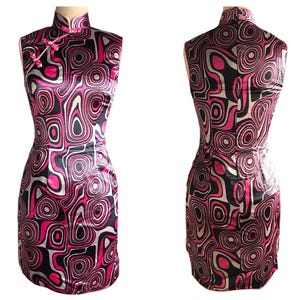 vintage cheongsam qipao vintage Chinese dress silk satin mod 60s style stunning