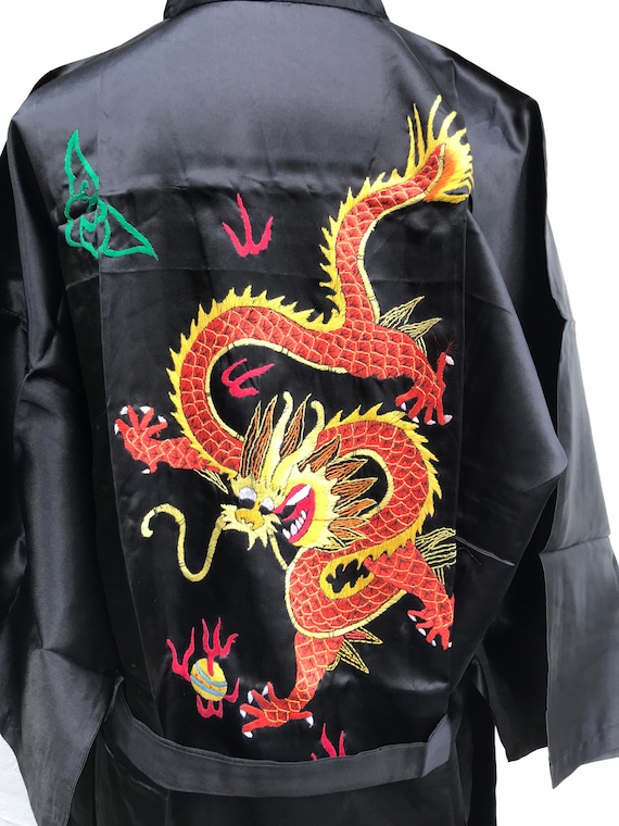 Dead stock vintage silk Chinese dressing gown silk