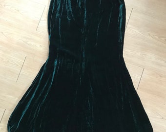 Spódnica z aksamitu w kolorze butelkowej zieleni w stylu vintage Romeo Gigli