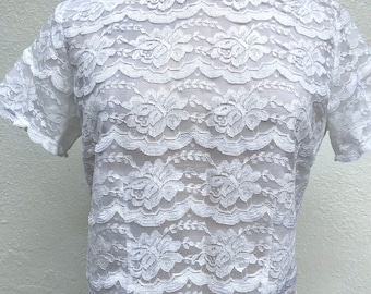 1960s lace top 1950s lace top vintage white lace top vintage lace blouse