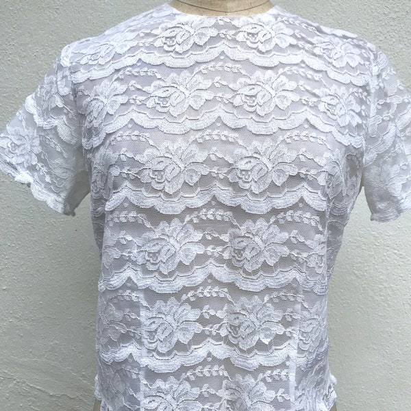 1960s lace top 1950s lace top vintage white lace top vintage lace blouse