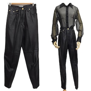 Versus Gianni Versace high waisted, tapered leg leather trousers