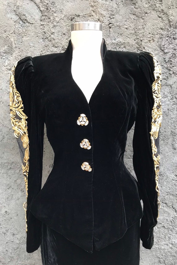 80s velvet suit, vintage Lillie Rubin suit, 80s Li