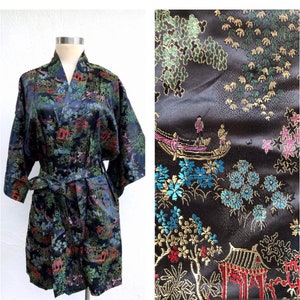 Dead stock Solz Squirrel vintage Chinese dressing gown kimono robe vintage short kimono robe short dressing gown festival kimono boho kimono