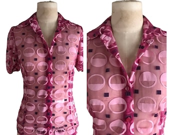 Y2K Miss Sixty pink sheer blouse club street wear