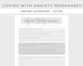 Coping with Anxiety Worksheet, Mental Health, Depression, Anxiety, Therapy Journal, Home Management, Counseling Binder