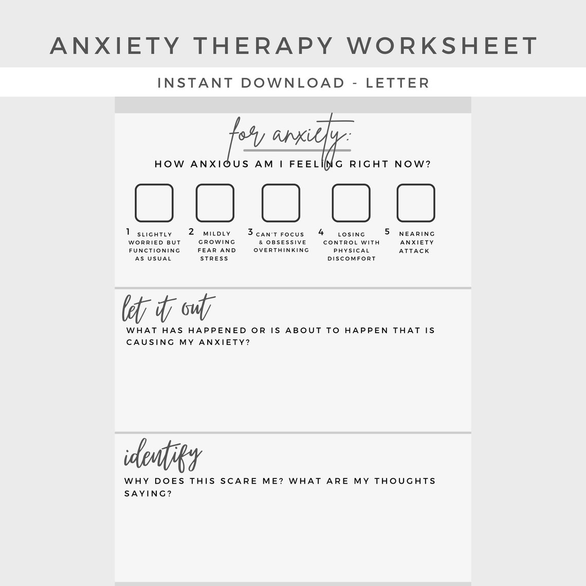 Anxiety Therapy Worksheet, Mental Health, Depression, Anxiety, Therapy