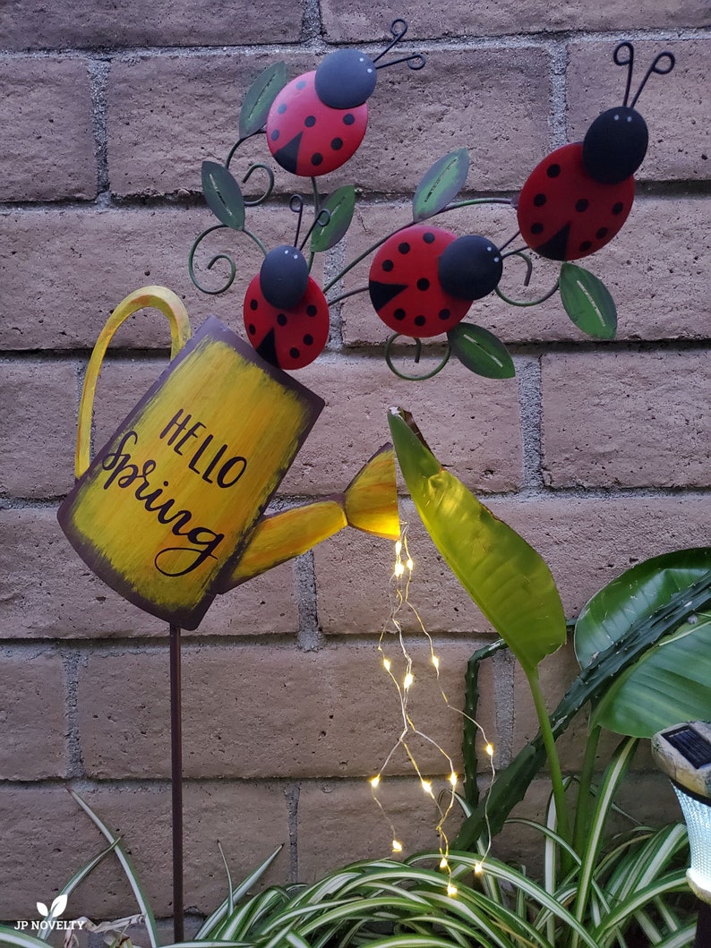 Watering Can Fairy Lights Solar LED Magical Garden Metal Etsy