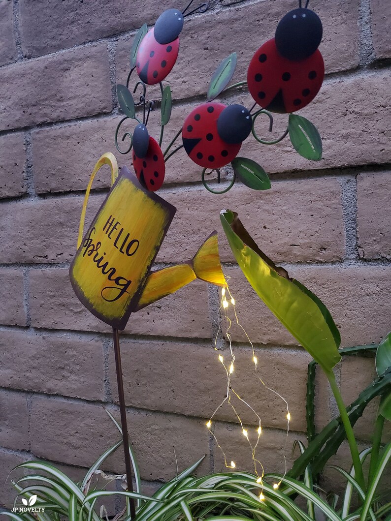 Watering Can Fairy Lights Solar LED Magical Garden Metal Etsy