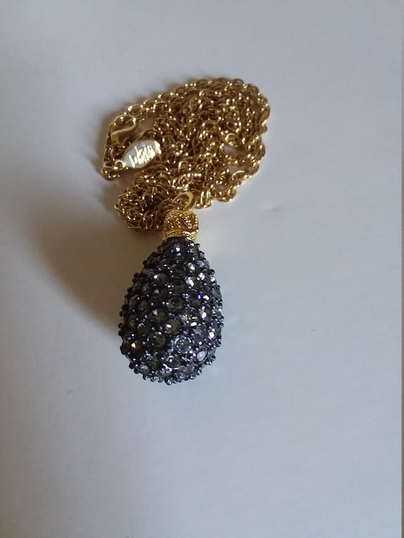 Vintage Joan Rivers Black Caviar Egg Necklace
