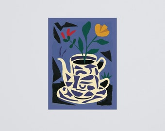 Tea Poster Art Inspired by Matisse, My Original Design MadTeas No 25