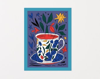 Tea Poster Art Inspired by Matisse, My Original Design MadTeas No 19