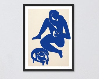 Framed poster MadTeas collection no. 13, Wall Art Blue Woman Inspired be Hendri Matisse