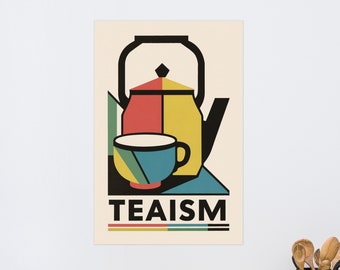Tea Poster Bauhaus Retro Style - Tea Print for Kitchen, Home Decor, Cafe and Tea house